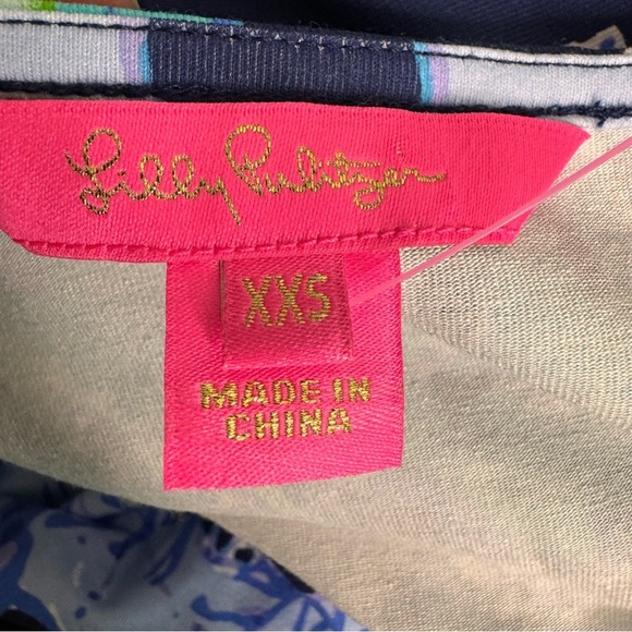 Lilly Pulitzer Raina Dress Deep Indigo Swish & Sway Tiered Sleeves XXS $168 - Picture 7 of 9